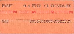 Communication of the city: Caracas (Wenezuela) - ticket abverse. u góry: BSF 4,50 (10)VIAJES
na dole: MAD (nr seryjny)
