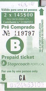 Communication of the city: Cascais (Portugalia) - ticket abverse. 
