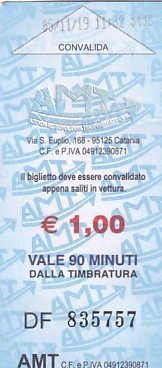 Communication of the city: Catania (Włochy) - ticket abverse