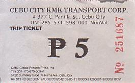 Communication of the city: Cebu (Filipiny) - ticket abverse