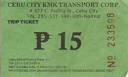 Communication of the city: Cebu (Filipiny) - ticket abverse