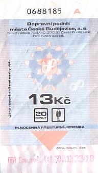 Communication of the city: České Budějovice (Czechy) - ticket abverse. 