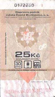 Communication of the city: České Budějovice (Czechy) - ticket abverse. 