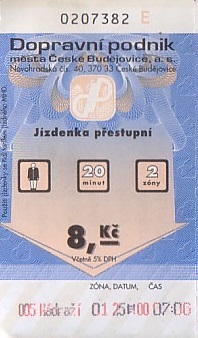 Communication of the city: České Budějovice (Czechy) - ticket abverse