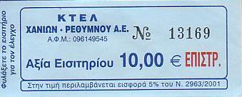 Communication of the city: Chaniá [Χανιά] (Grecja) - ticket abverse. 