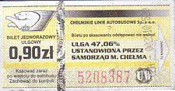 Communication of the city: Chełm (Polska) - ticket abverse. <IMG SRC=img_upload/_0wymiana2.png>