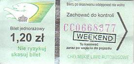Communication of the city: Chełm (Polska) - ticket abverse. 