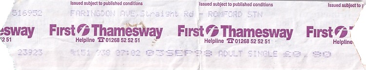 Communication of the city: Chelmsford (Wielka Brytania) - ticket abverse