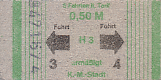 Communication of the city: Chemnitz (Niemcy) - ticket abverse. 