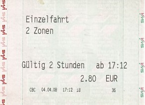 Communication of the city: Chemnitz (Niemcy) - ticket abverse