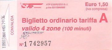 Communication of the city: Chiavari (Włochy) - ticket abverse. 