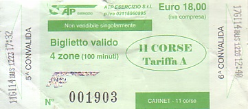 Communication of the city: Chiavari (Włochy) - ticket abverse