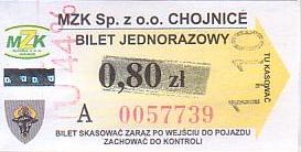 Communication of the city: Chojnice (Polska) - ticket abverse. <IMG SRC=img_upload/_przebitka.png alt="przebitka">