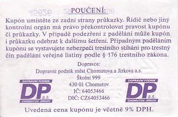 Communication of the city: Chomutov (Czechy) - ticket reverse