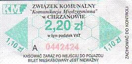 Communication of the city: Chrzanów (Polska) - ticket abverse. 