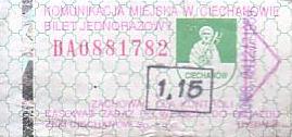 Communication of the city: Ciechanów (Polska) - ticket abverse. <IMG SRC=img_upload/_przebitka.png alt="przebitka">