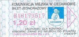 Communication of the city: Ciechanów (Polska) - ticket abverse. <IMG SRC=img_upload/_0wymiana2.png>