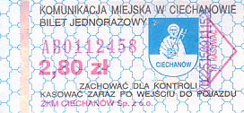 Communication of the city: Ciechanów (Polska) - ticket abverse. <IMG SRC=img_upload/_0wymiana2.png>