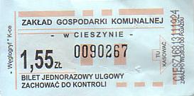 Communication of the city: Cieszyn (Polska) - ticket abverse