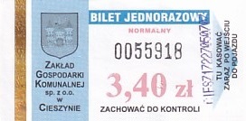 Communication of the city: Cieszyn (Polska) - ticket abverse