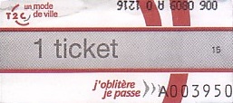 Communication of the city: Clermont-Ferrand (Francja) - ticket abverse. 