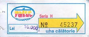 Communication of the city: Cluj-Napoca (Rumunia) - ticket abverse. 
