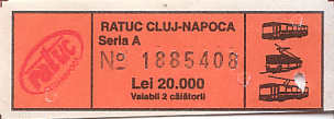 Communication of the city: Cluj-Napoca (Rumunia) - ticket abverse