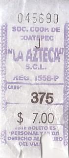 Communication of the city: Coatepec (Meksyk) - ticket abverse