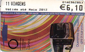 Communication of the city: Coimbra (Portugalia) - ticket abverse. 