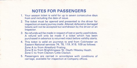 Communication of the city: Colchester (Wielka Brytania) - ticket reverse