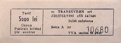 Communication of the city: Constanța (Rumunia) - ticket abverse