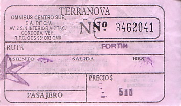 Communication of the city: Córdoba<!--Meksyk--> (Meksyk) - ticket abverse