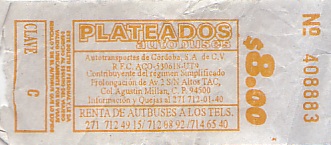 Communication of the city: Córdoba<!--Meksyk--> (Meksyk) - ticket abverse. 