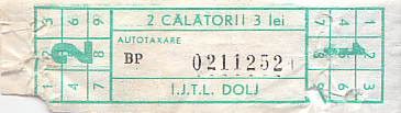 Communication of the city: Craiova (Rumunia) - ticket abverse. 
