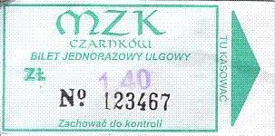 Communication of the city: Czarnków (Polska) - ticket abverse