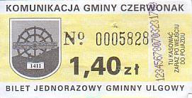 Communication of the city: Czerwonak (Polska) - ticket abverse. 