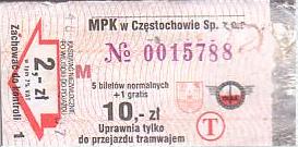 Communication of the city: Częstochowa (Polska) - ticket abverse. <IMG SRC=img_upload/_0karnetkk.png alt="kupon kontrolny karnetu">