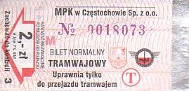 Communication of the city: Częstochowa (Polska) - ticket abverse. <IMG SRC=img_upload/_0karnet.png alt="karnet">