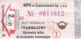 Communication of the city: Częstochowa (Polska) - ticket abverse. <IMG SRC=img_upload/_0karnet.png alt="karnet">