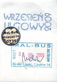 Communication of the city: Czułów (Polska) - ticket abverse