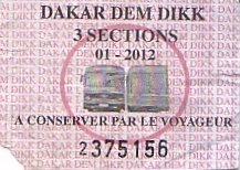 Communication of the city: Dakar (Senegal) - ticket abverse
