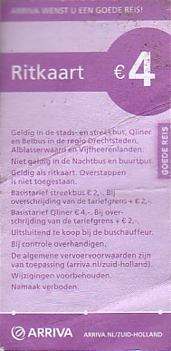 Communication of the city: Den Haag (Holandia) - ticket reverse