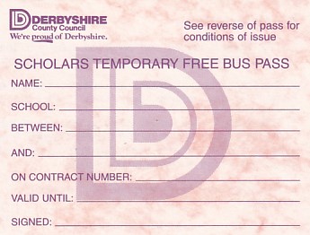Communication of the city: Derby (Wielka Brytania) - ticket abverse