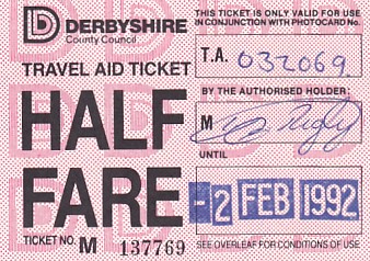 Communication of the city: Derby (Wielka Brytania) - ticket abverse