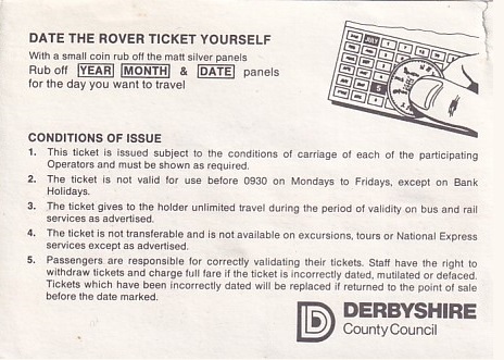 Communication of the city: Derby (Wielka Brytania) - ticket reverse