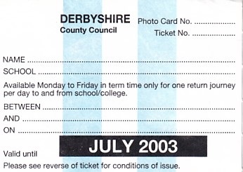 Communication of the city: Derby (Wielka Brytania) - ticket abverse