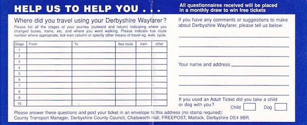 Communication of the city: Derby (Wielka Brytania) - ticket reverse