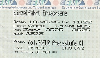 Communication of the city: Dietzenbach (Niemcy) - ticket abverse