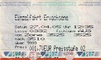 Communication of the city: Dietzenbach (Niemcy) - ticket abverse