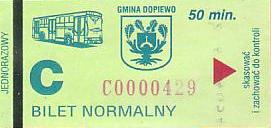 Communication of the city: Dopiewo (Polska) - ticket abverse. 
